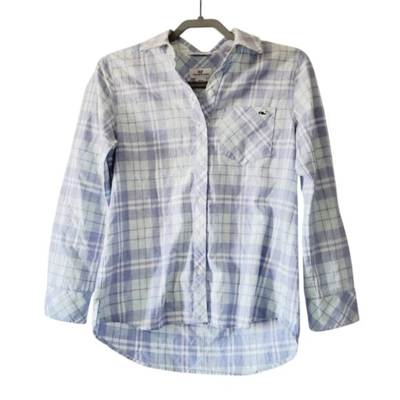 Vineyard Vines Soft Plaid Pastel Blue Cabin Button Up Shirt S - Picture 2 of 7
